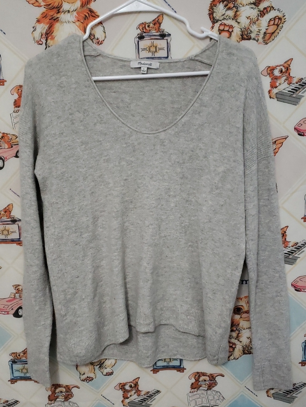 Madewell Light Gray Scoop Neck Long-Sleeve Sweater
